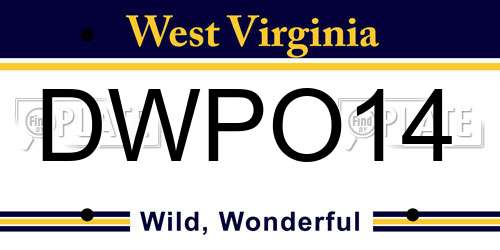 DWPO14 West Virginia License Plate