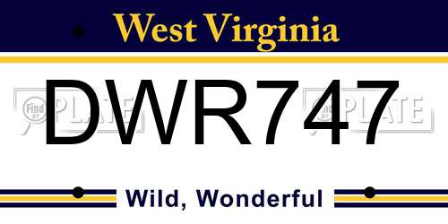 DWR747 West Virginia License Plate