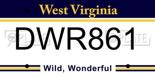 DWR861 West Virginia License Plate