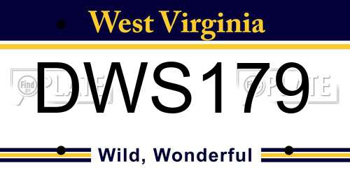 DWS179 West Virginia License Plate