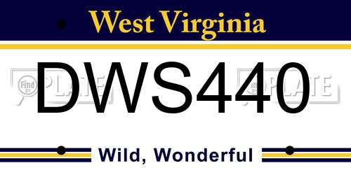 DWS440 West Virginia License Plate