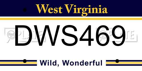 DWS469 West Virginia License Plate
