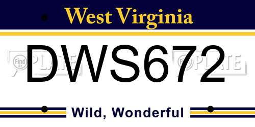 DWS672 West Virginia License Plate