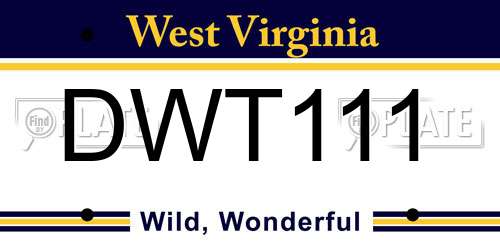 DWT111 West Virginia License Plate