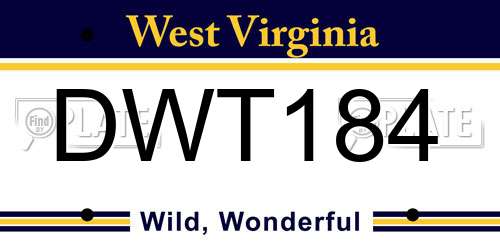 DWT184 West Virginia License Plate