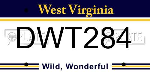 DWT284 West Virginia License Plate