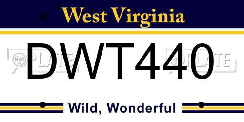 DWT440 West Virginia License Plate