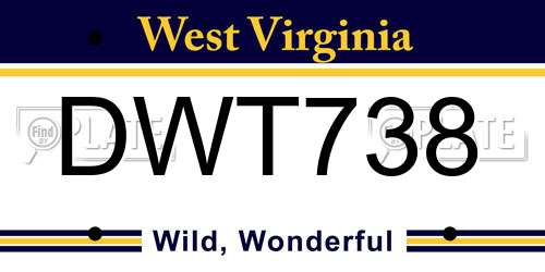 DWT738 West Virginia License Plate