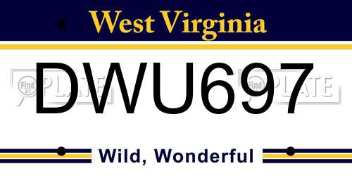 DWU697 West Virginia License Plate