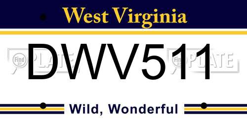 DWV511 West Virginia License Plate