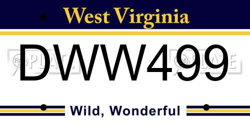 DWW499 West Virginia License Plate
