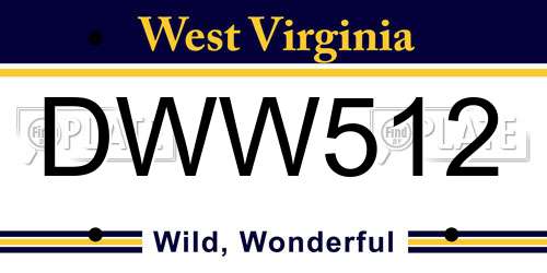 DWW512 West Virginia License Plate