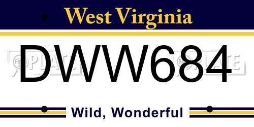 DWW684 West Virginia License Plate
