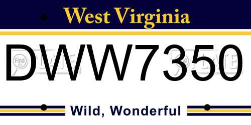 DWW7350 West Virginia License Plate