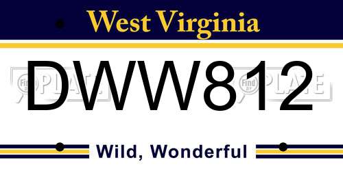 DWW812 West Virginia License Plate