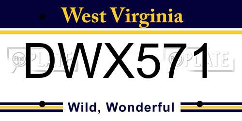 DWX571 West Virginia License Plate