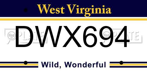 DWX694 West Virginia License Plate