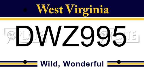 DWZ995 West Virginia License Plate