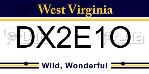 DX2E1O West Virginia License Plate