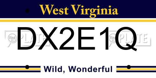 DX2E1Q West Virginia License Plate