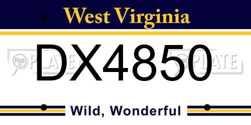 DX4850 West Virginia License Plate