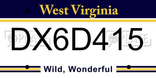 DX6D415 West Virginia License Plate