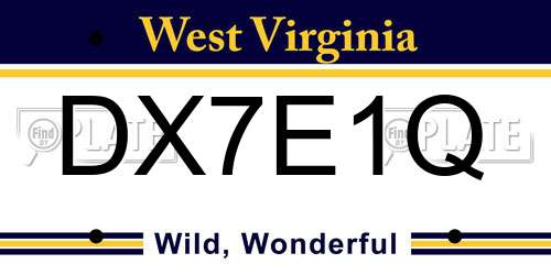 DX7E1Q West Virginia License Plate