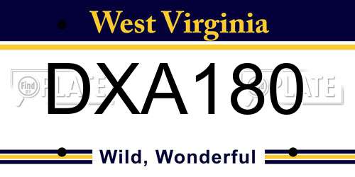 DXA180 West Virginia License Plate