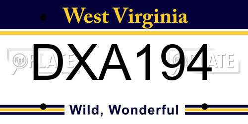 DXA194 West Virginia License Plate