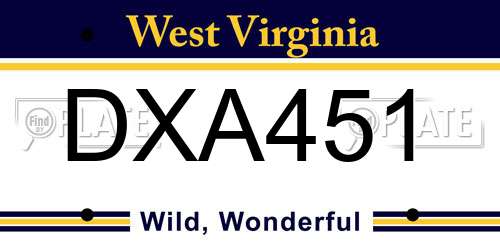 DXA451 West Virginia License Plate