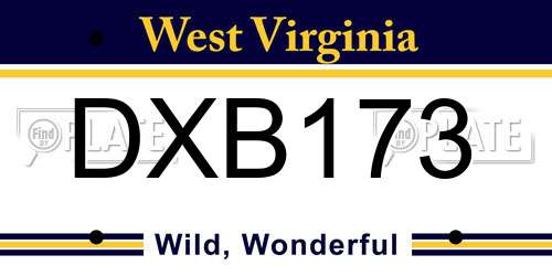 DXB173 West Virginia License Plate