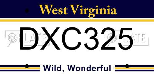 DXC325 West Virginia License Plate