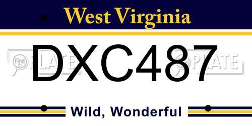 DXC487 West Virginia License Plate