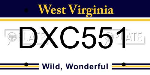 DXC551 West Virginia License Plate