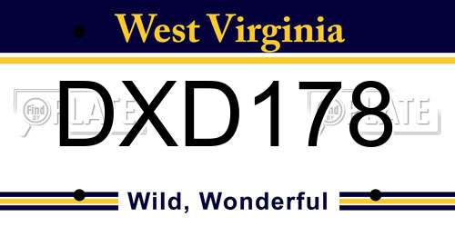 DXD178 West Virginia License Plate