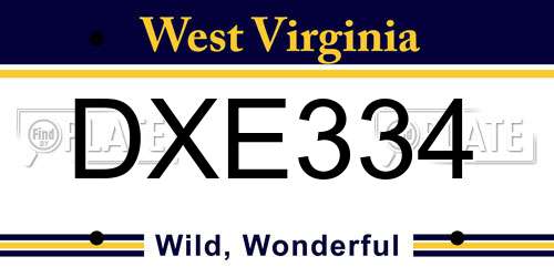 DXE334 West Virginia License Plate