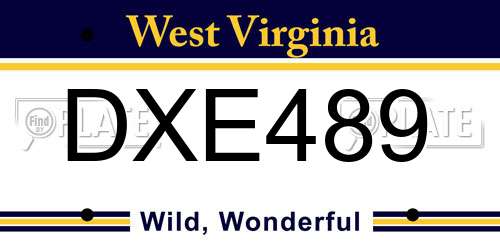 DXE489 West Virginia License Plate
