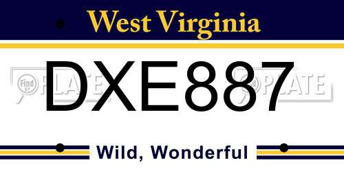 DXE887 West Virginia License Plate