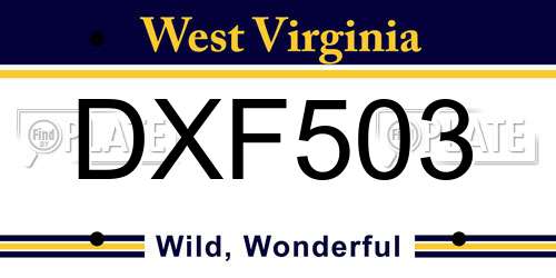 DXF503 West Virginia License Plate