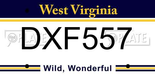 DXF557 West Virginia License Plate