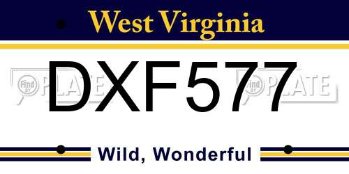 DXF577 West Virginia License Plate