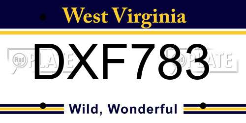 DXF783 West Virginia License Plate