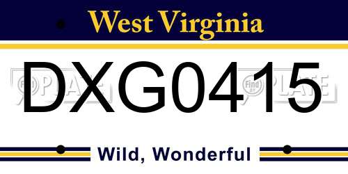 DXG0415 West Virginia License Plate