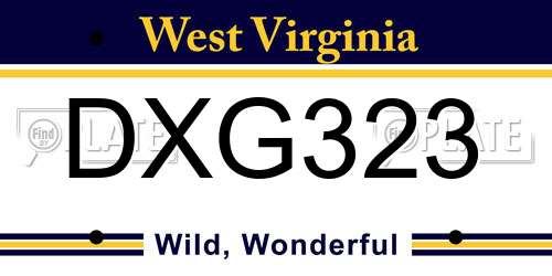 DXG323 West Virginia License Plate