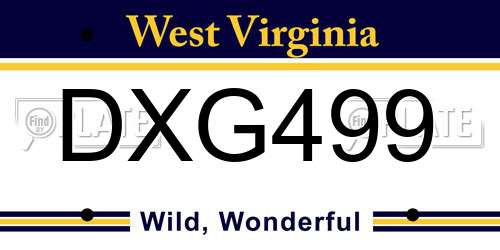 DXG499 West Virginia License Plate