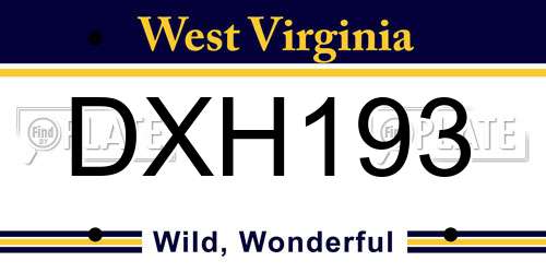 DXH193 West Virginia License Plate