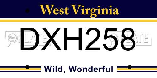 DXH258 West Virginia License Plate