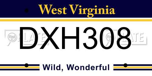 DXH308 West Virginia License Plate