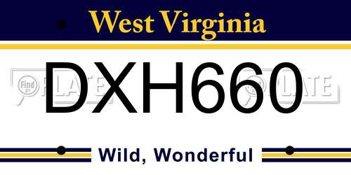 DXH660 West Virginia License Plate