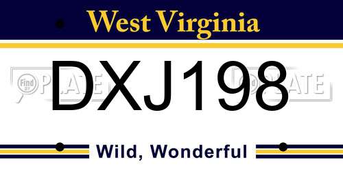 DXJ198 West Virginia License Plate